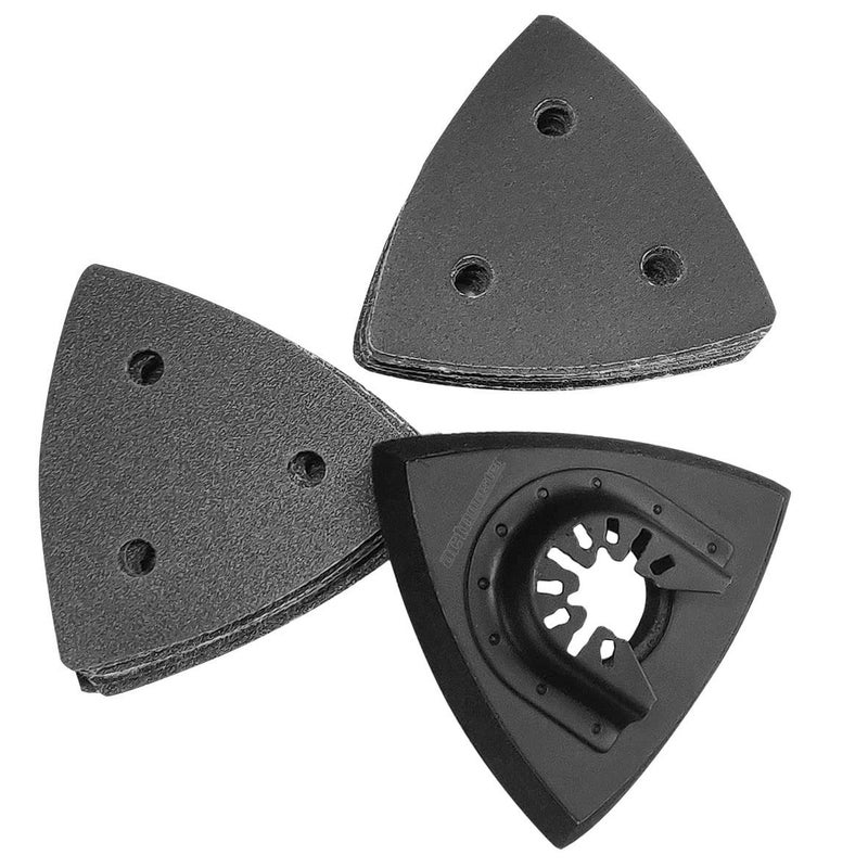 actomaster 3-1/8" Triangle Sanding Pad with 30 Pcs Sandpaper 80/120/240 for Oscillating Tool Multitool - Image 1